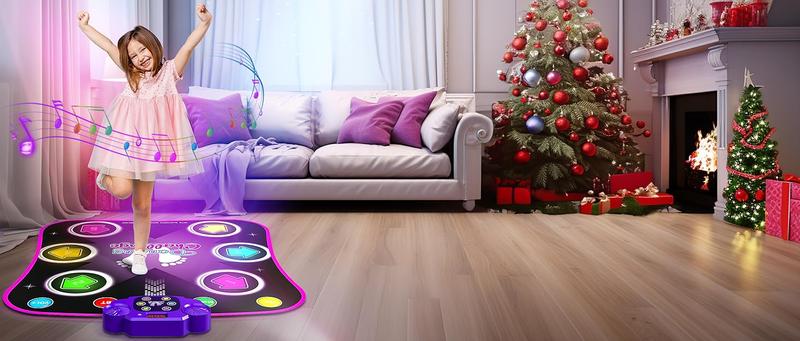 Product Introduction of Flooyes Dance Mat Toys for 3-12 Year Old Kids, Electronic Dance Pad with Light-up 6-Button Wireless Bluetooth, Music Dance with 5 Game Modes, Birthday Toys Gifts for 3 4 5 6 7 8 9 10+ Year Old Girls 1