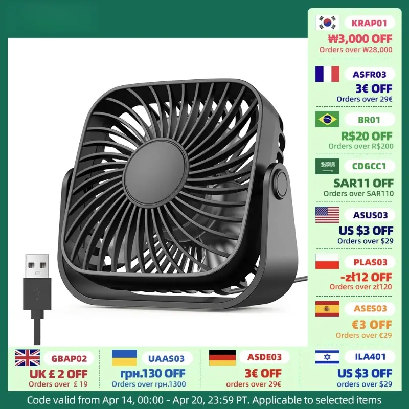 4Inch USB Mini Portable Fan for Camping,3 Speeds Quiet Desk Table Personal Fan,360°Adjustment Standing Fans for Room Home 0