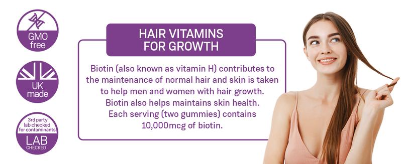 Product Introduction of Beauty Hair Skin & Nails Gummies for Hair Growth & Skin Health Biotin 10,000µg- Vegan Chewable Beauty Vitamins Hair Vitamins for Women & Men - GMO Free, No Artificial Colours or Flavours, 60 Gummys 1