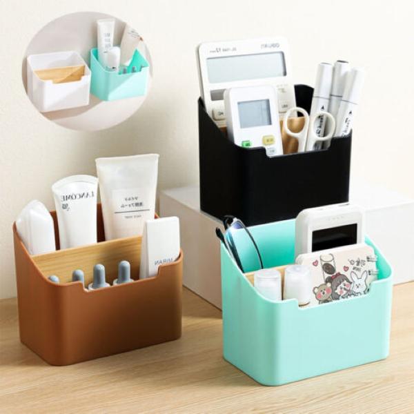 Phone&TV Remote Control Storage Box Desk/Wall Mount Makeup Holder Home Organizer 0