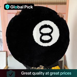 Billiard Pattern Fluffy Shaggy Rugs for Living Room Decor, Home Decor Non-slip Plush Carpet with Graphic Design & Comfortable Surface, Soft Fluffy Rugs, Decorative Area Rug, Round Rug, Bedroom Accessories, Living Room Decor, Unique Rugs, Bedroom Decor