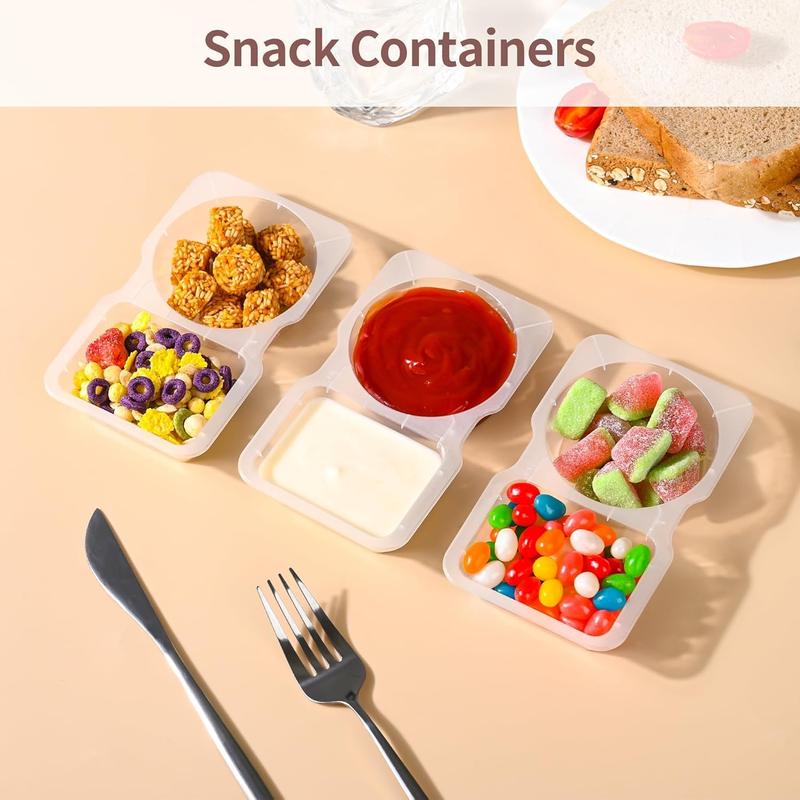 Thickened Double Compartment Reusable Snack Pack Containers with Lids for Picnic and Work Lunch - Set of 10 - Kitchen, Utensils 1