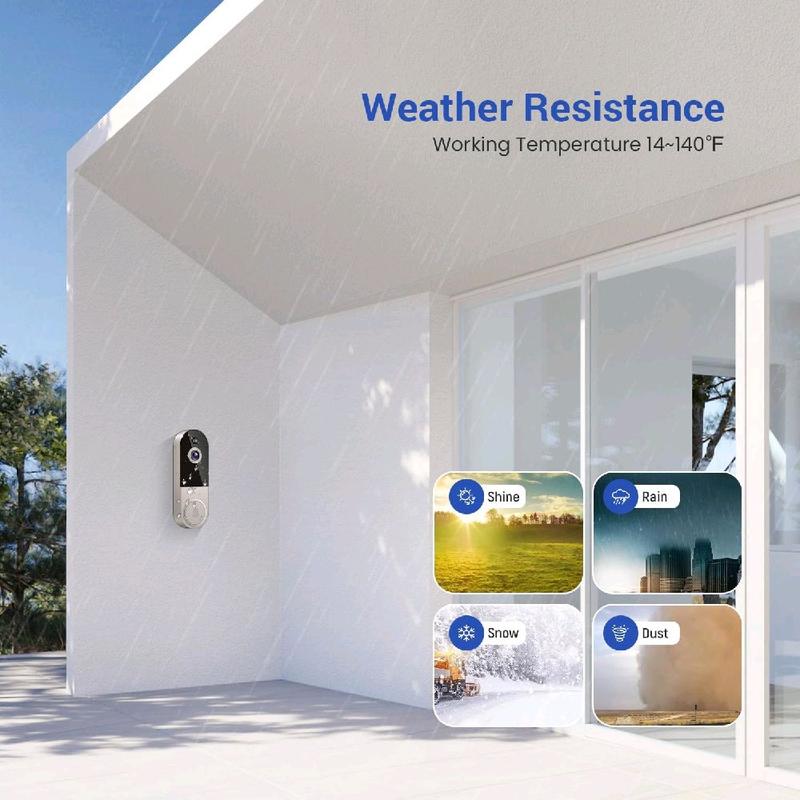 1080P Video Doorbell Camera Wireless, Live View, 2-Way Talk, Night Vision, Included Ring Chime, Cloud Storage, 2.4Ghz WiFi Only, Indoor Surveillance, Real-Time Alert 2