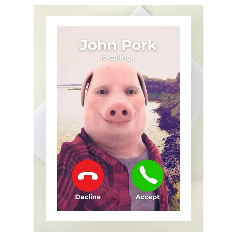John Pork Meme Birthday Card - Humorous Happy Birthday Card for Friends 4