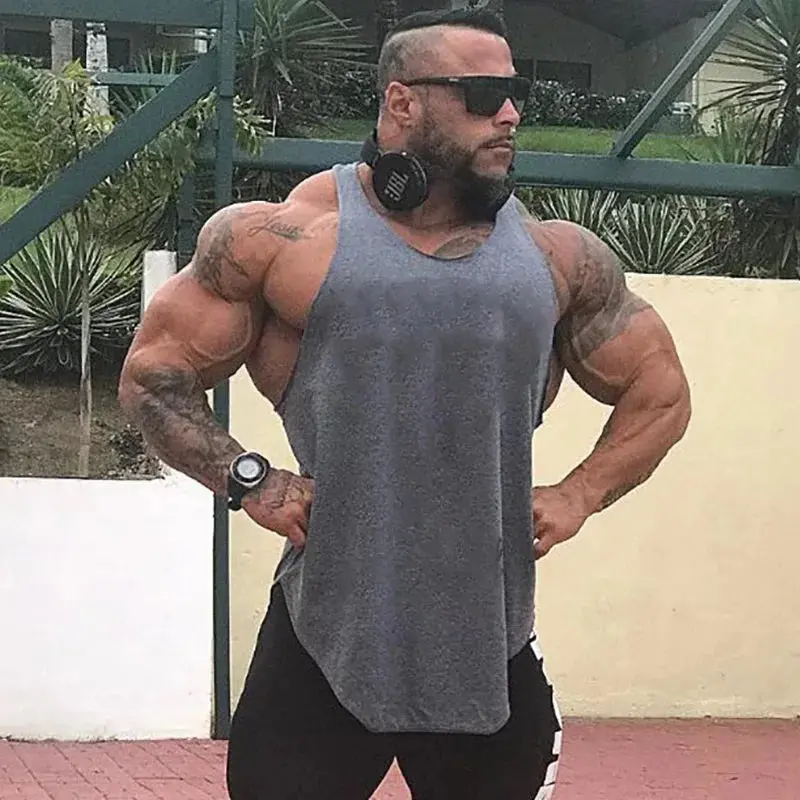 Men's Solid Color Cotton Sleeveless T-Shirt – Breathable Sport Tank Top for Gym, Running & Fitness