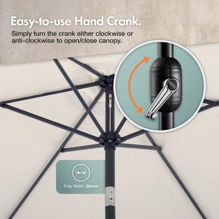 VonHaus Ivory Cream 2m Steel Garden Parasol【UK SELLER】 4