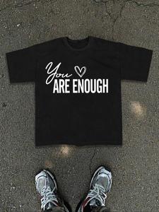 Men's Letter & Heart Print Round Neck Tee, Loose Casual Short Sleeve Crew Neck T-shirt for Summer, Fashion Men's Top for Daily Wear, Tropical