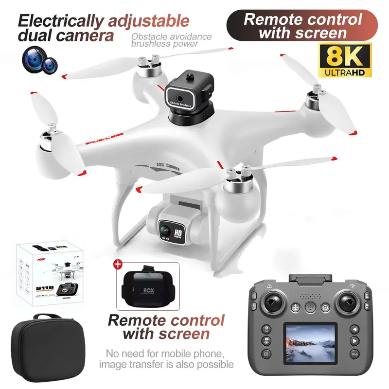 S116 MAX Drone with Screen Control – 8K HD Camera, IR Obstacle Avoidance, ESC, Brushless Motor, Foldable RC Quadcopter for Aerial Photography 7