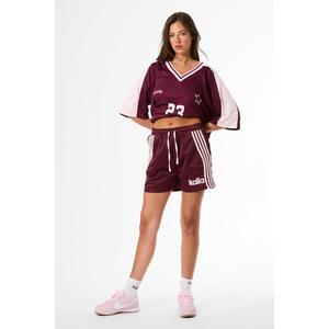 Kaiia Printed Tricot Shorts Burgundy & Pink