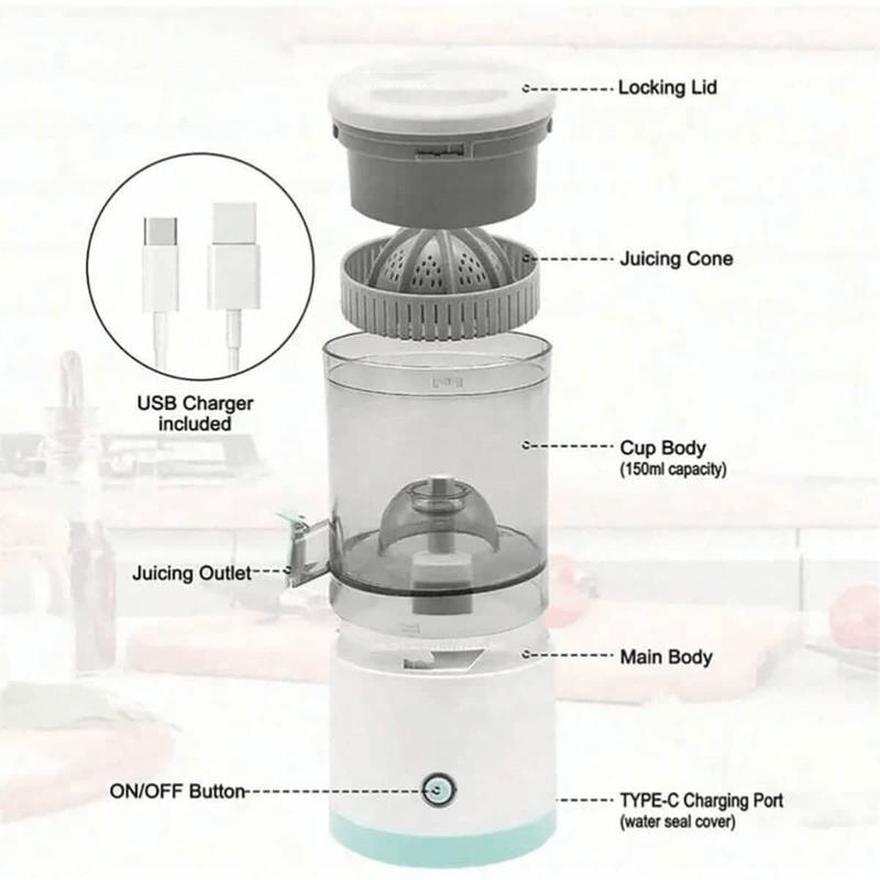 1 Portable Electric Juicer, Home Multi-Purpose Juicer, USB Rechargeable Automatic Fresh Press, Suitable For Orange, Watermelon, Lemon 6