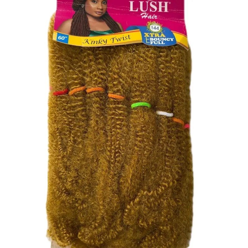 LUSH Hair 60" Lush Kinky Twist Extra Bouncy Hair Extensions for Fullness and Bounce Colour code 144 (Gold) 0