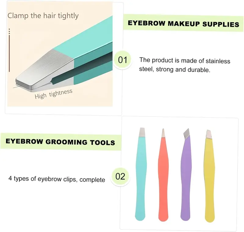 Mini Portable Eyebrow Tweezers Set Professional Stainless Steel Outdoor Travel Tweezers Slant Tip and Pointed Precision Eyebrows Tweezers Very Precision for Facial Hair Removal 6