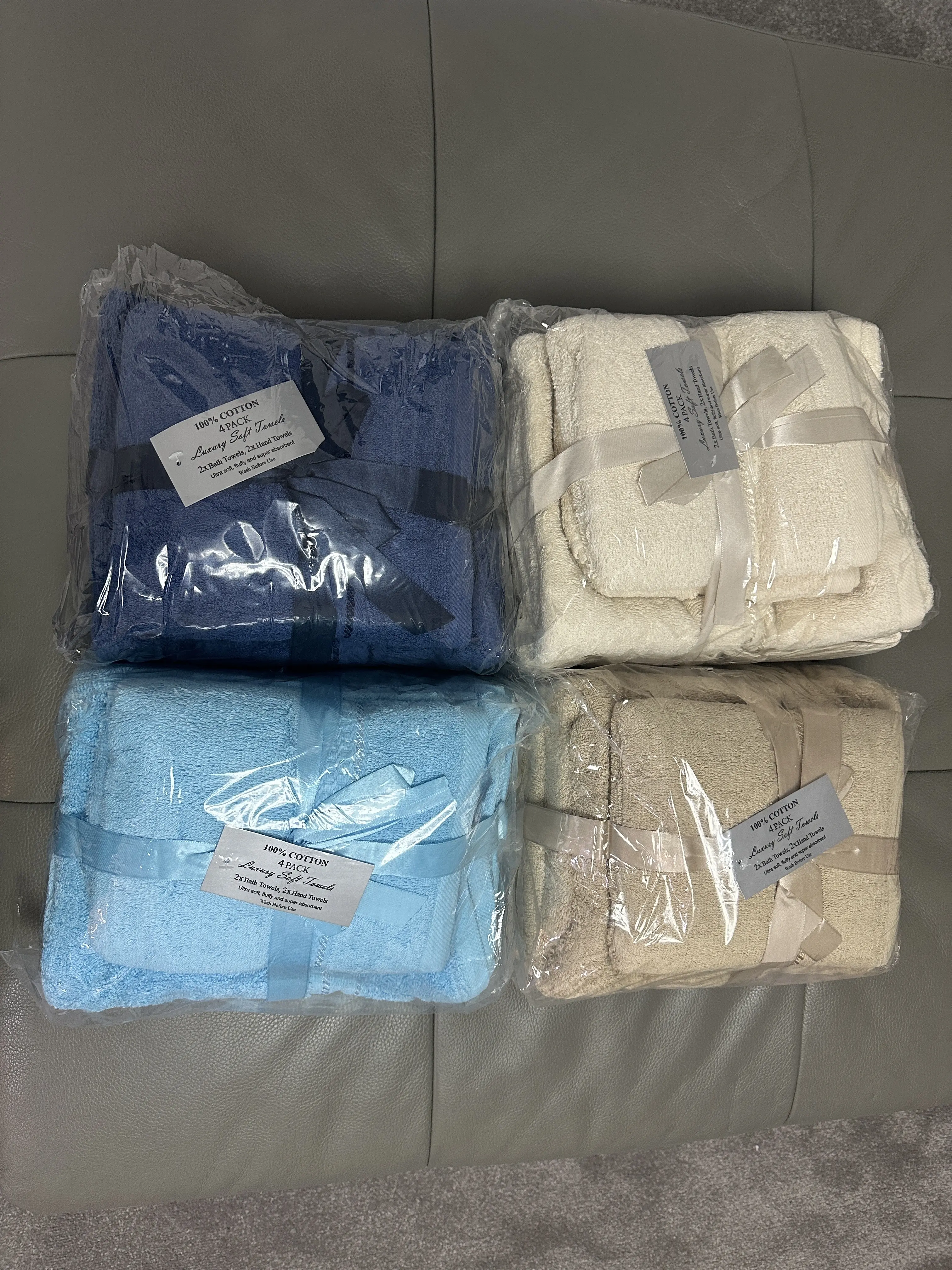 4 Piece Cotton Towel Bath Set for Bathroom and Hand, Perfect as Gift. Cheap and High Quality 2 pieces hand towels, 2 pieces bath towels