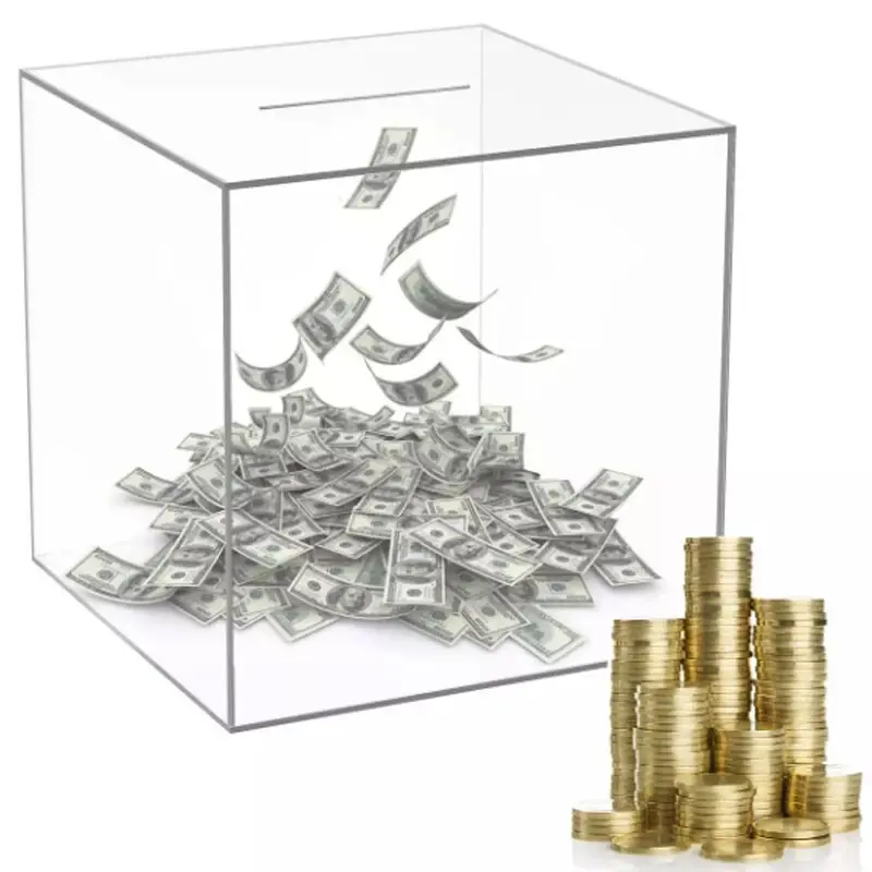 Adults Acrylic Money Bank Money Jar Box Piggy Bank Must Break to Open Clear UK