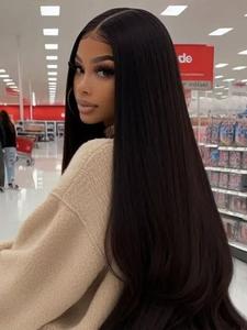 1B Natural Black Straight Human Hair Bundle, Unprocessed Human Hair Weave Extensions, Remy Hair Bundles for Women Girls Daily Party