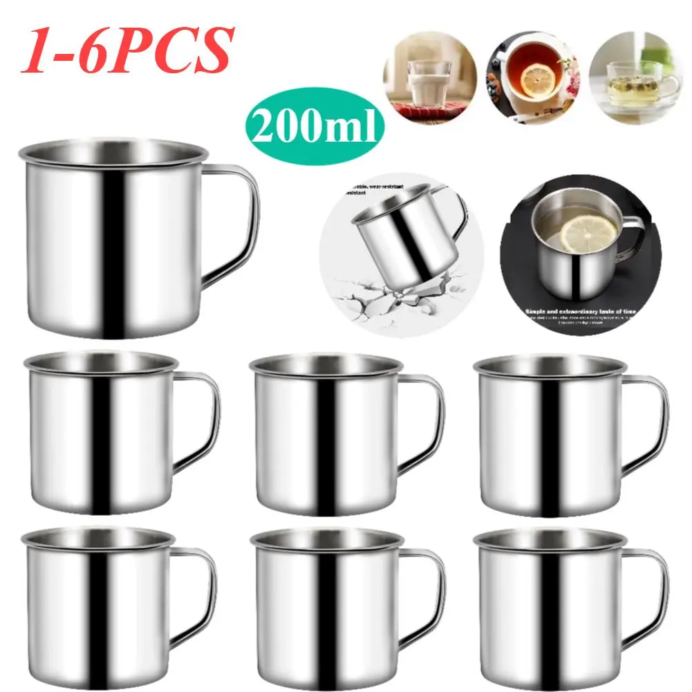 200ml Stainless Steel Camping Mug – Portable Coffee, Tea, Milk Cup for Hiking & Picnic