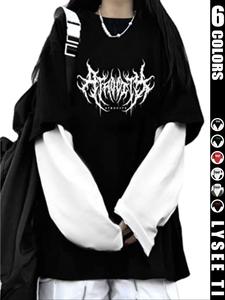 Women's Letter Print Round Neck Tee, Casual Two-piece Long Sleeve T-shirt for Daily Wear, Ladies Spring&fall