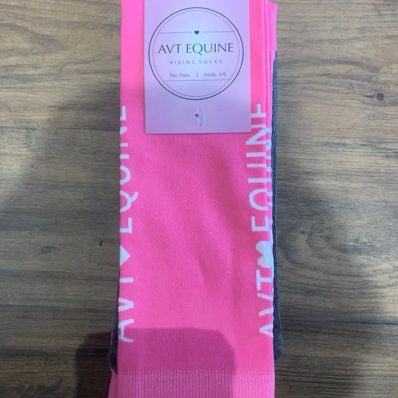 A V T Equine Horse Riding Socks in pink for Women. 2 pairs in each pack also available in green, black, purple and blue 1