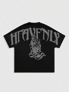 Men's Letter Print Round Neck Tee, Loose Casual Fashion Short Sleeve T-shirt for Summer, Men's Top for Daily Wear