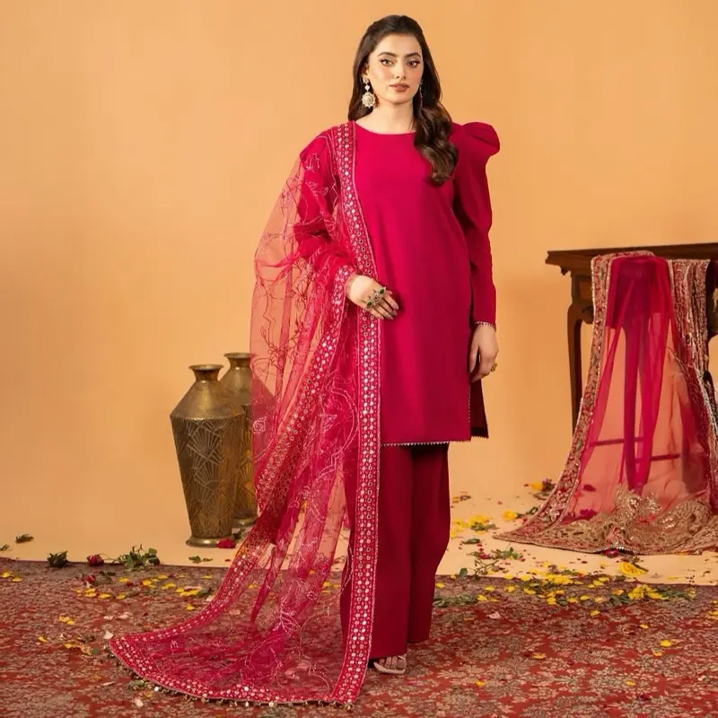 Mother daughter Farshi shalwar - raw silk fabric