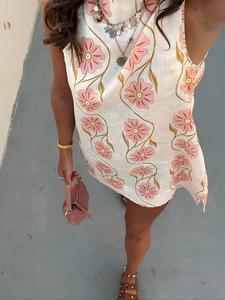 Women's Floral Print Tank Dress, Casual Chic Sleeveless Dress for Summer, Ladies Clothes for Beach Holiday Vacation