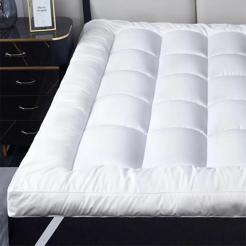 10Cm\4Inch Deep Mattrsss Topper Heavy Box Stitched Thick Hotel Quality Microfiber Mattress Topper Single Double Small Double King Super King All Size UK 7