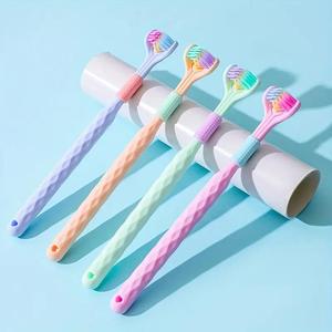 360 Degree 3-headed Soft & Hard Bristle Toothbrush, Oral Care Toothbrush, Oral Care Product for Adults, Travel Toothbrush