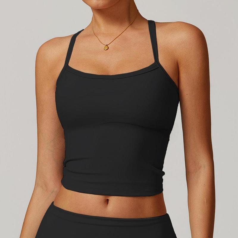 Women's Solid Backless Sports Cami Top, Quick Drying Breathable Sports Cami Top, Gym Clothes, Running Vest, Ladies Sportswear for Indoor Outdoor Wear 5