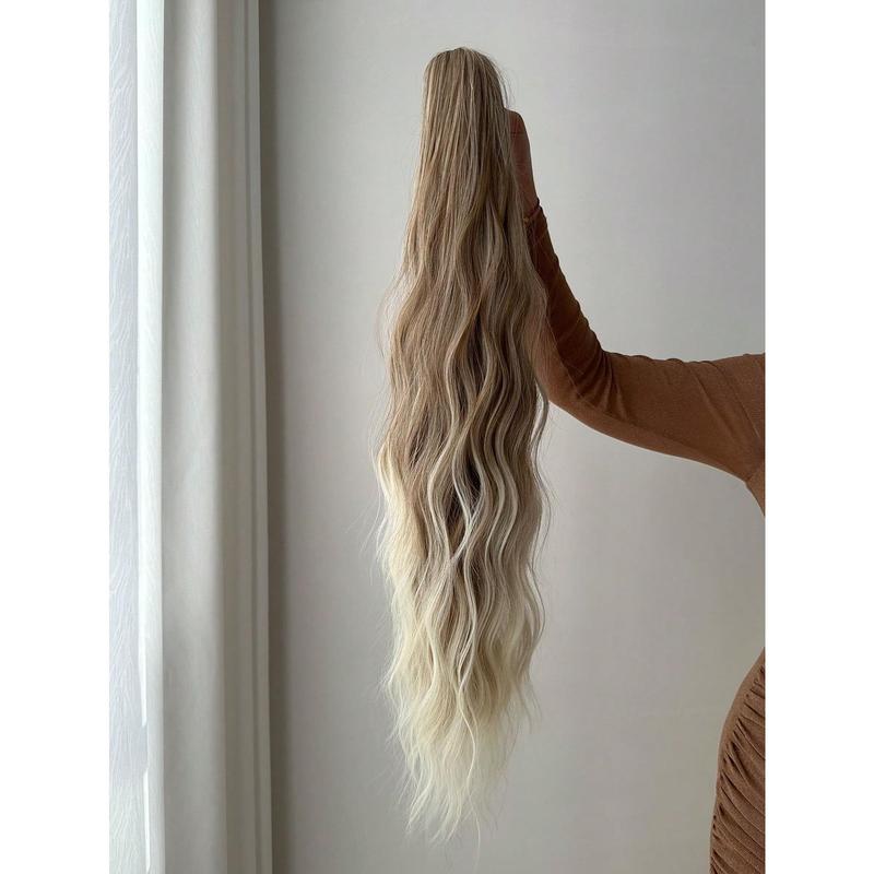 Ponytail Extensions Hair Long Water Wave Hair Heat Resistant Fiber Synthetic Hairpiece For Women Girls Party Daily Use 2