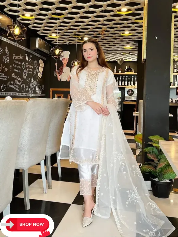 Fancy Organza 3Pc Suit for women, with luxuries elegant look, ready to wear