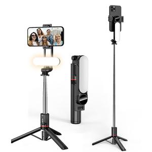 Portable Selfie Stick Tripod with Selfie Light, Wireless Mobile Phone Tripod With Detachable Tripod & LED Fill Light, Suitable For Smart Phone, Bluetooth-compatible Selfie Accessories, Smartphone Vlogging Kit