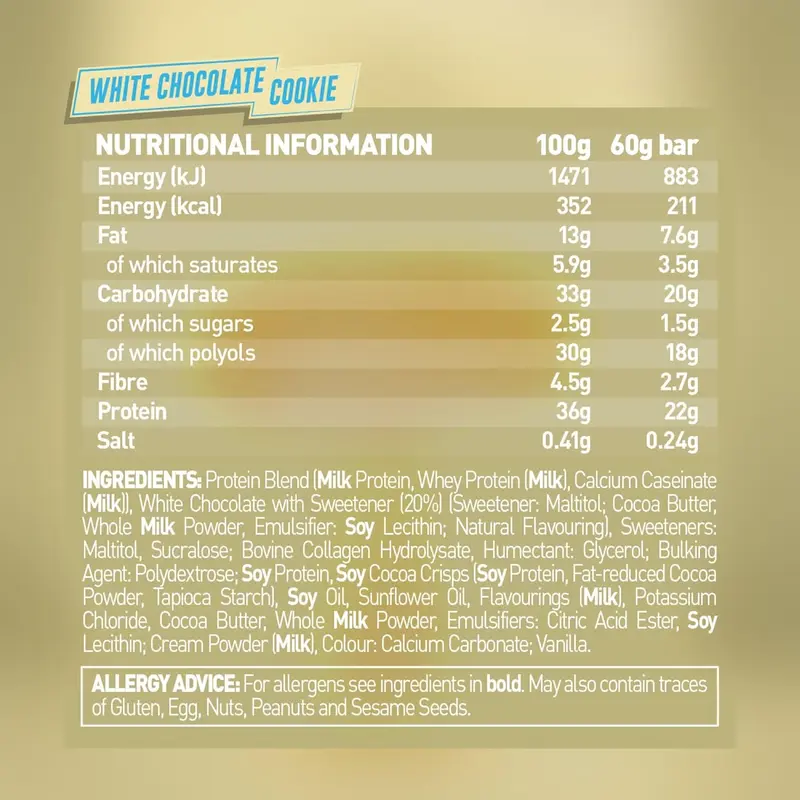 Grenade High Protein, Low Sugar Bar - White Chocolate Cookie, 12 x 60 g 5