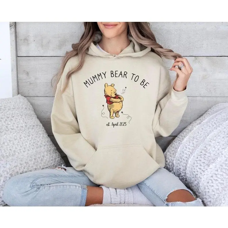 Mummy Bear Hoodie, Custom Mama Pullover, Mama Bear Est 2025 Top, Pregnancy Announcement Jumper, New Mum Hoodie, Personalised Mum Jumper Gildan Heavy Cotton