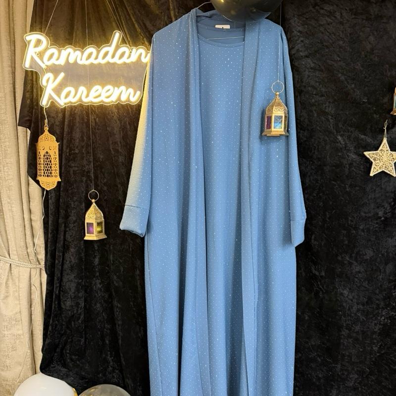 Blue Diamanté Abaya Set 1