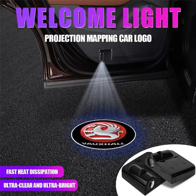 2PCS Car Door Light For VAUXHALL Mokka Corsa Astra Viva VXR8 Meriva Insignia HD LED Laser Decor projection Car lamp Ghost Shadow 0