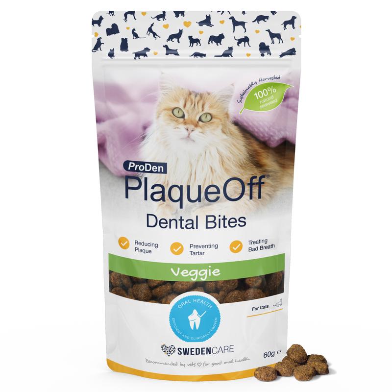 ProDen PlaqueOff Dental Bites for Cats (60g) Veggie Flavour – Plaque Remover Made with Organic Seaweed to Reduce Tartar, Plaque, and Bad Breath. 0