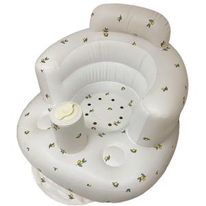 Baby's First Chair, Inflatable Baby Sofa, 1 Count Cute Animal & Plant Pattern Baby Learning Seat, Foldable Baby Chair for Baby Boys and Girls, Sensory Spin Chair