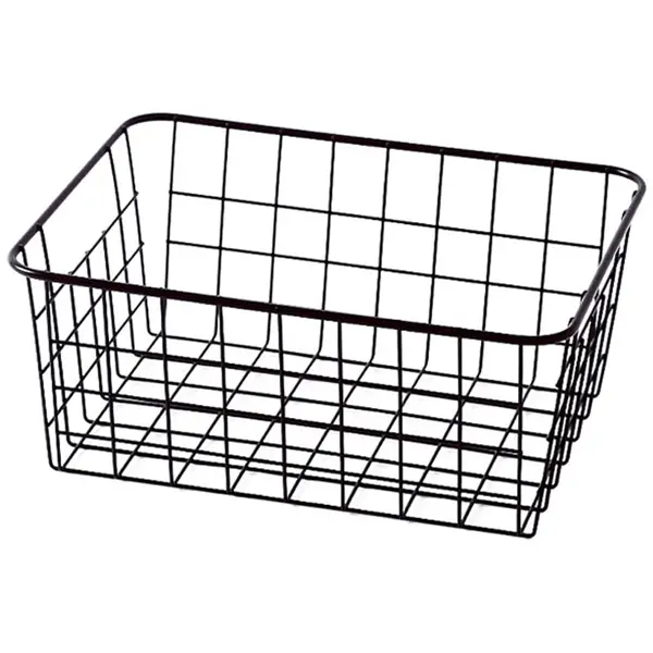 Wire Storage Basket Bins Organizer,Large Metal Wire Basket Freezer Storage Organizer Bins with Handles for Kitchen Cabinets, Pantry, Closets, Bedrooms, Bathrooms,Freezer [Pack of 2]
