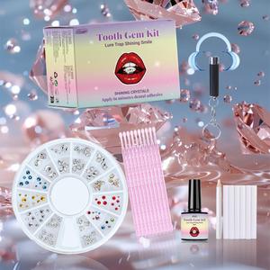 Tooth Gem Kit, 1 Box Tooth Jewelry Kit, Glue and Gem Suit UV Curing Light, Gems Picker, Removable Tooth Ornaments for Women & Men, Teeth Kit for Gift, Dental Kit, Halloween
