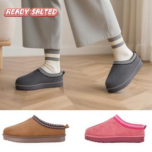 Ready Salted Women's snow boots Outdoor fashion ankle boots Winter warm half pack slippers walking shoes for girls