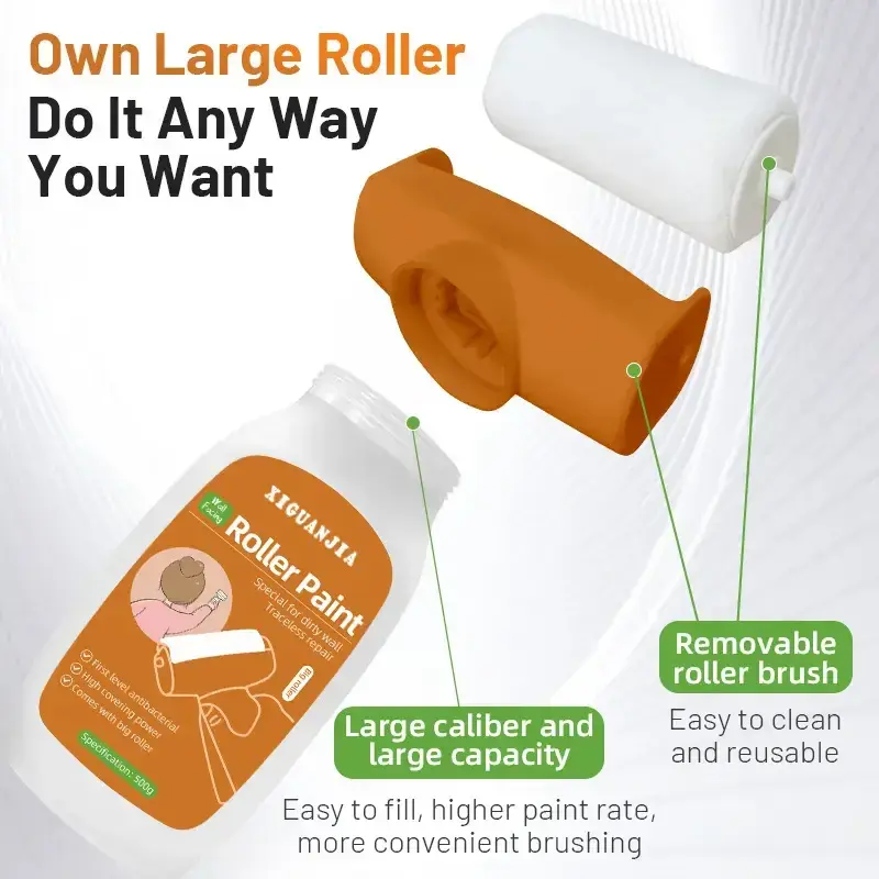 Roller Paint, Wall Repair Roller Paint Plus Roller Brush, Damp and Mouldy Wall Repair Tool , Powerful Repair Long Lasting Repair Wall Repair Mini Paint Tool Kit, Eco-friendly Water-Based Paint Odourless and Harmless White Pearl White Dark Blue