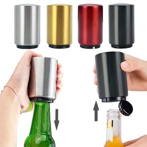 Stainless Steel Beer Opener, 1 Count Automatic Pop-Up Bottle Cap Remover, Magnetic Bottle Opener, Bar Utensils for Home Picnic Camping