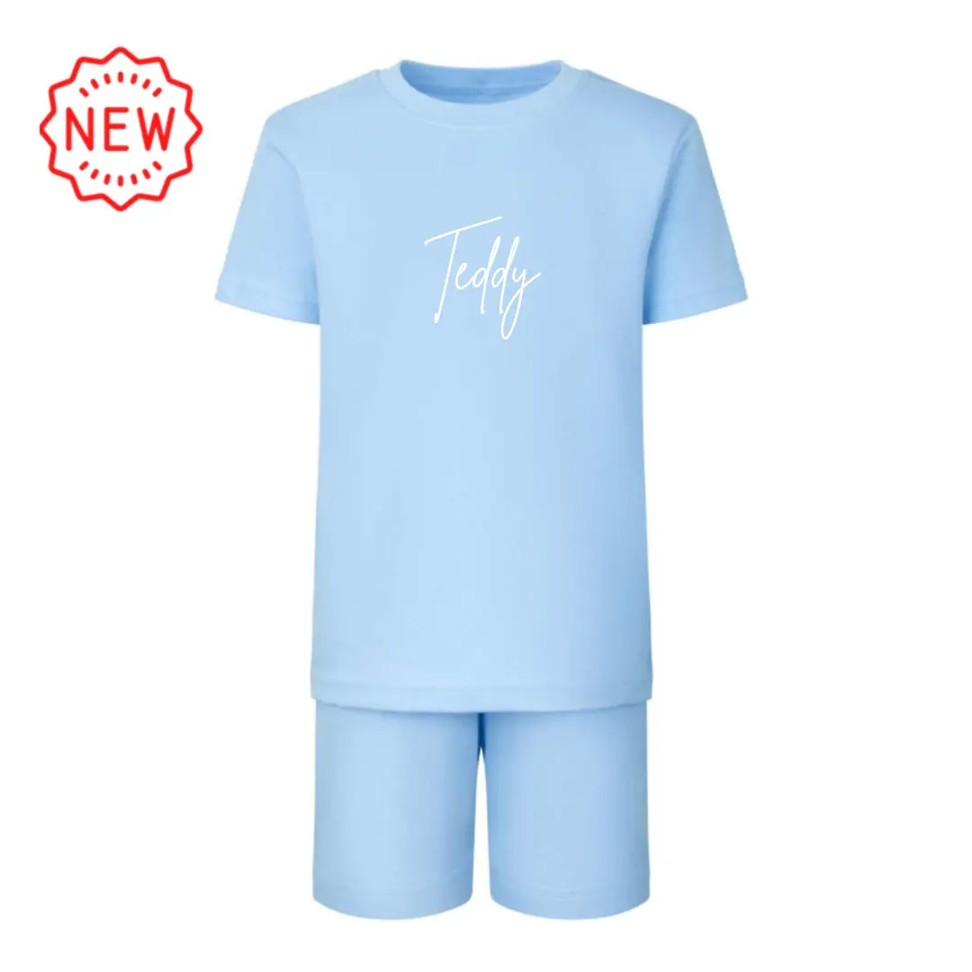 Blue Summer Loungewear Set – Shorts & Top | Free Personalisation