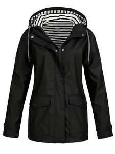 Women's Hooded Jacket, Casual Long Sleeve Waterproof Zip Up Outerwear for Spring & Fall, Ladies Clothes for Daily Wear