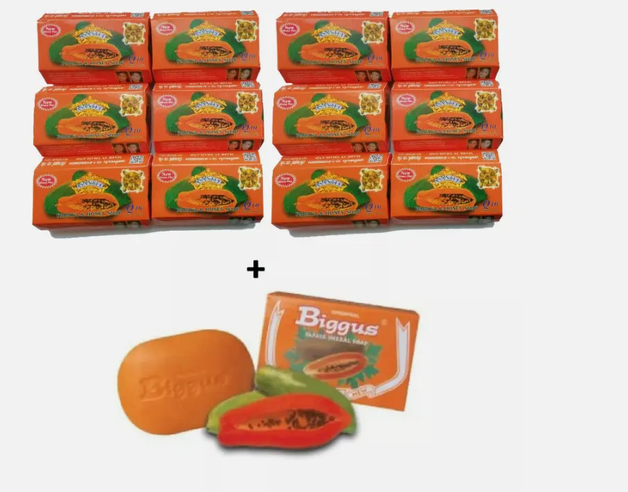 ASANTEE PAPAYA SOAP & HONEY +Q10 HERBAL SOAP. Exfoliating and Cleansing