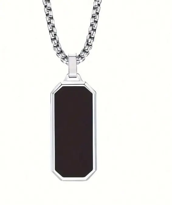 1pc Stainless Steel Necklace, Men's Simple Black Drip Oil Stainless Steel Pendant, Men's Personality Gift Christmas New Year Valentine's Day Holiday Gift 4