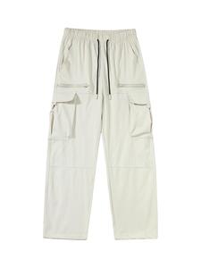 Men's Solid Zipper Cargo Pants, Loose Casual Comfy Straight Leg Trousers for Spring & Fall, Woven Bottoms for Men