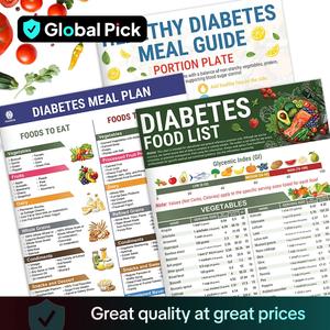 Diabetes Food Dietary List, 3 Counts/set Diabetic Food Chart Brochure, Healthy Eating Guide, Meal Planner Book for Diabetics Type 1 with Serving Size, Glycemic Index (gi), Carbs Calories, Planner Notebook, Nutrition Guide, Comprehensive Meal Planner