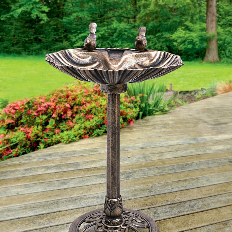 Garden Bird Bath – Lightweight Weatherproof Plastic with Metallic Finish, 52x39x79cm, Easy Assembly Birdbath to Attract Wild Birds, Durable Outdoor Decor for Gardens Decoration Ornaments 1