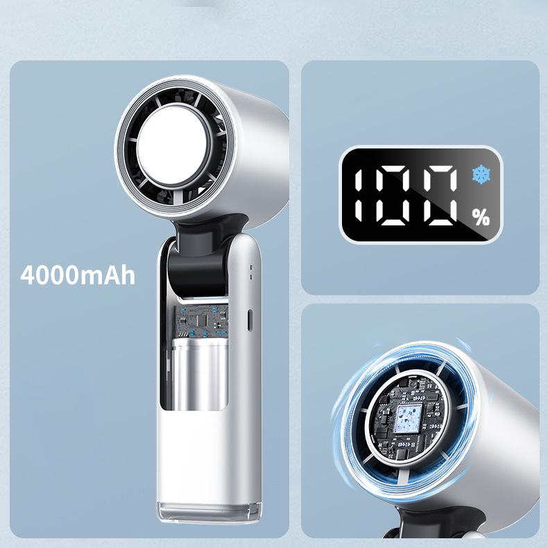 Portable Handheld Turbo Fan, 100 Gear Wind,4000mAh Battery Operated, Up to 10 Working Hours, 3 IN 1 Hand Fan Rechargeable with Air Turbo Tech Cooling Fan for Outdoor Activities, Travel, Working